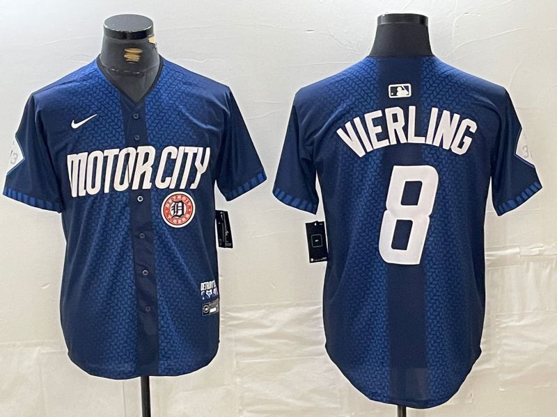 Men Detroit Tigers 8 Vierling Blue City Edition Nike 2024 MLB Jersey style 11